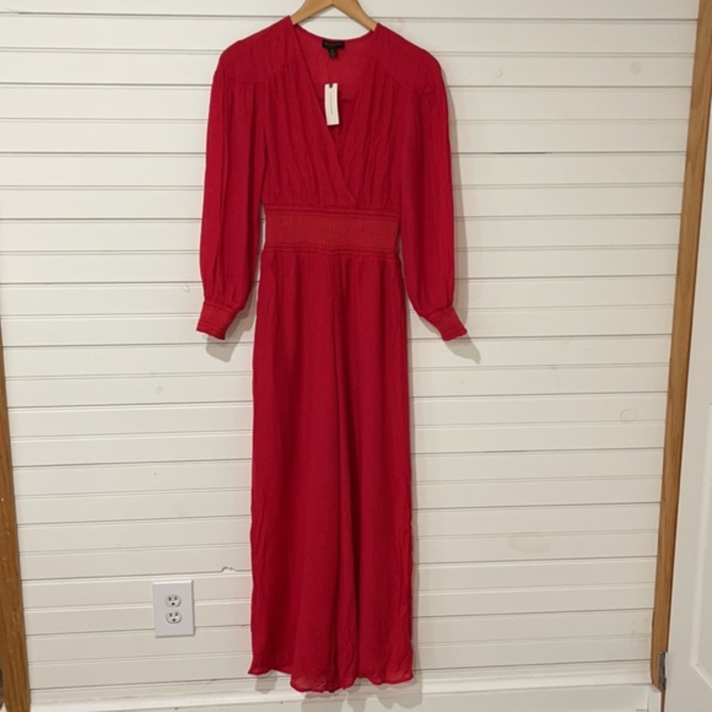 Current Air Anthropologie Stacey Wide Leg Jumpsuit in Red